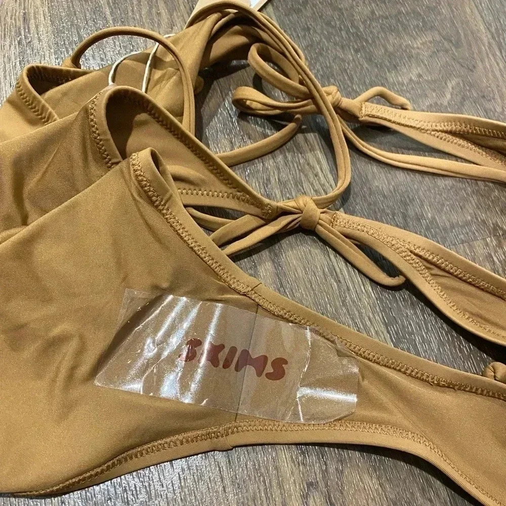 SKIMS Swim SKIMS Swim DIPPED TIE BOTTOM Almond Size 4X. New with Tags